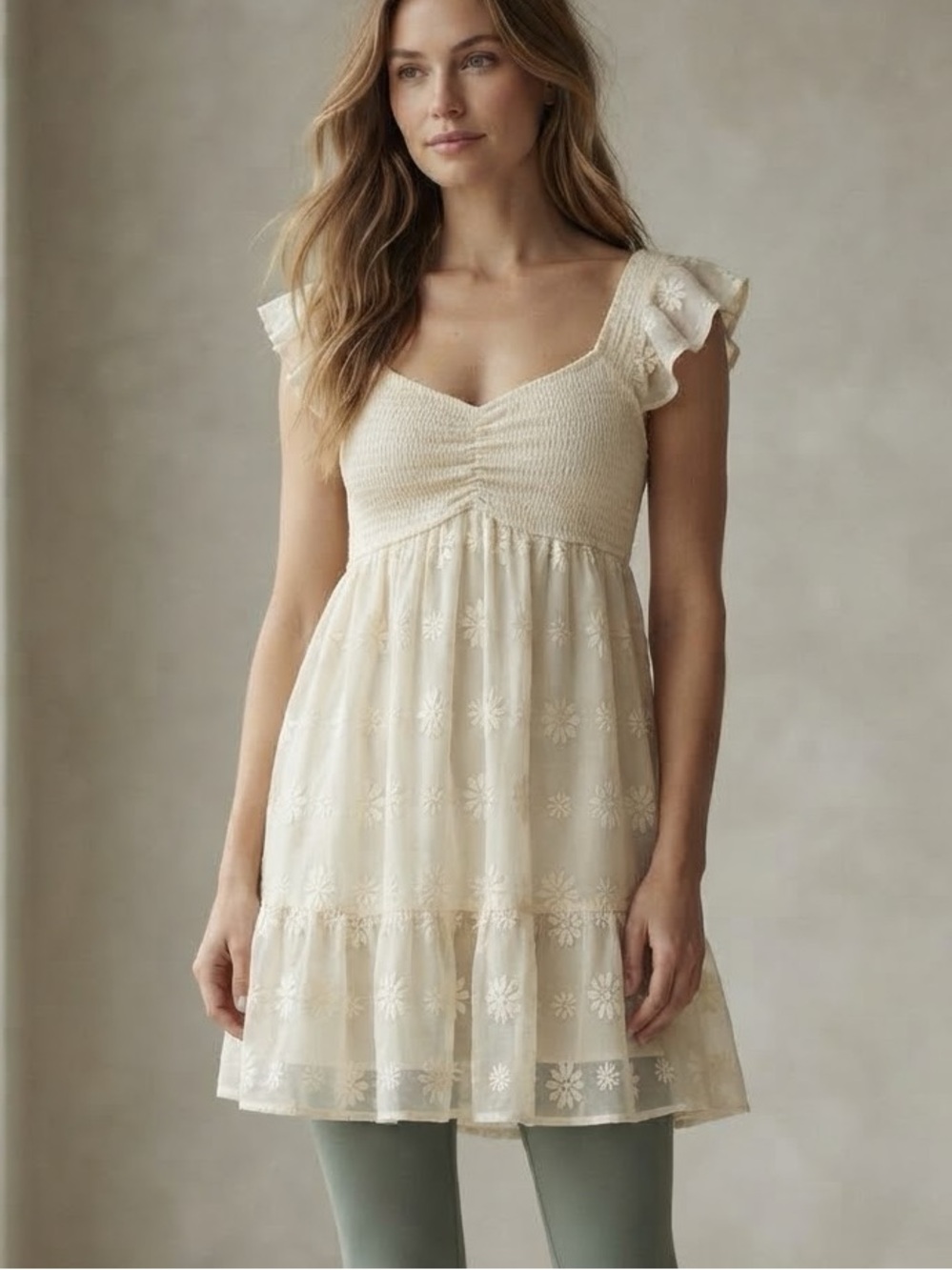 NWT Thirty/Thirty Floral Eyelet Mini Dress Size M